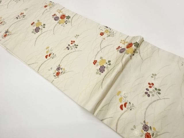 JAPANESE KIMONO / AUTUMN GRASS PATTERN SNOW LAWN WOVEN HIRAKI NAGOYA O